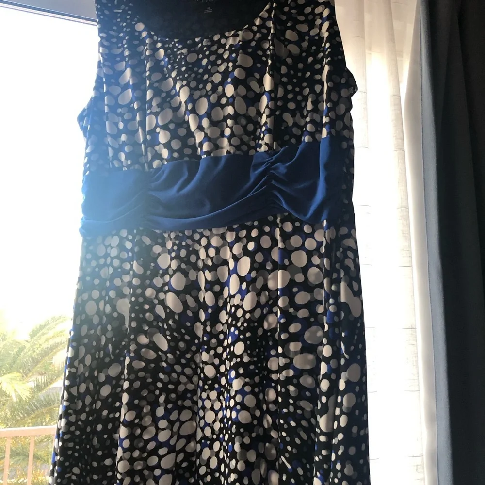 Perceptions NY Chic Navy and White Patterned Midi Dress - Picture 5 of 11